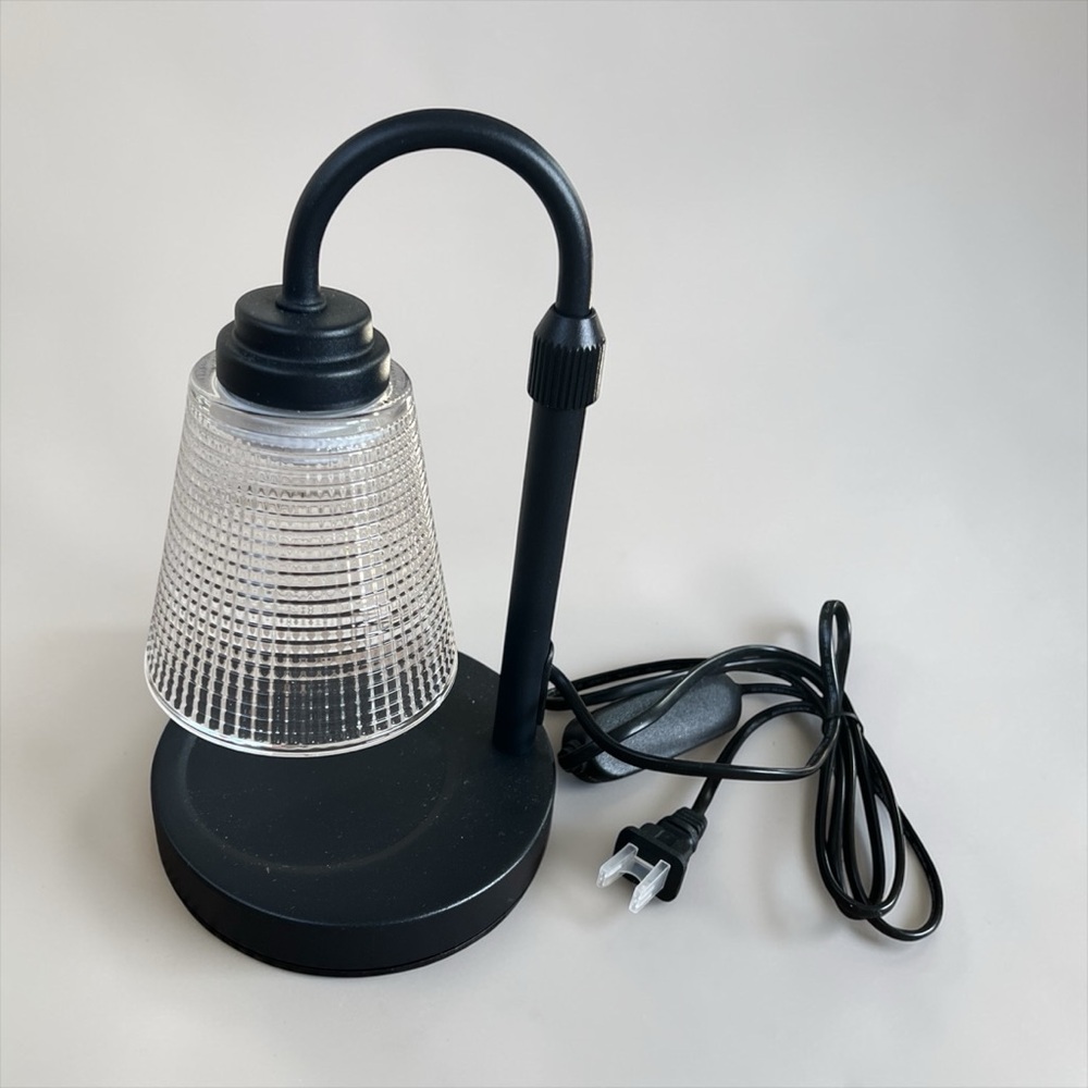 Black Table Lamp with Textured Glass Shade